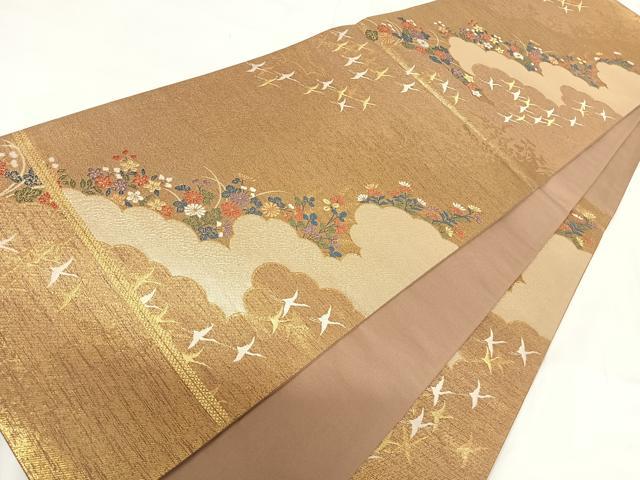 平和屋着物◎六通柄袋帯 雲取り花文 金糸 正絹 逸品 AABG2443yx heiwaya-11119255 平和屋 サンプル画像3