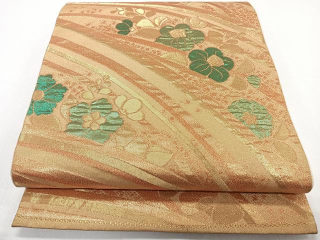 Rakuten - 平和屋着物◎六通柄袋帯 流水花文 金糸 正絹 逸品 CABE0723xi