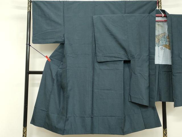 平和屋着物■男性　紬　アンサンブル　長羽織　80亀甲　総詰め　正絹　逸品　DABD2812cd