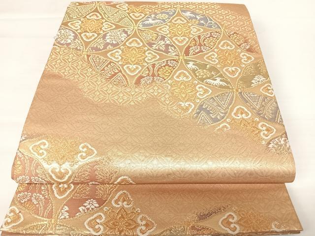 平和屋着物◎六通柄袋帯　唐織　吉祥花鳥文　金糸　正絹　逸品　AABA6341yx