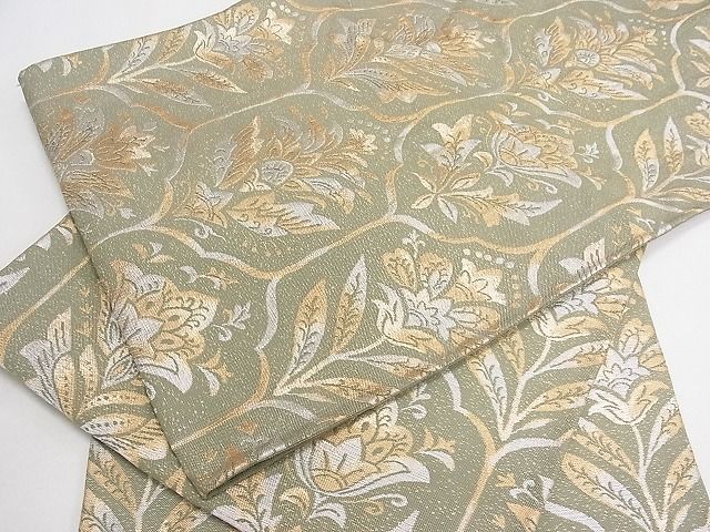 平和屋着物■六通柄袋帯　洋花文　金銀糸　逸品　ab3378