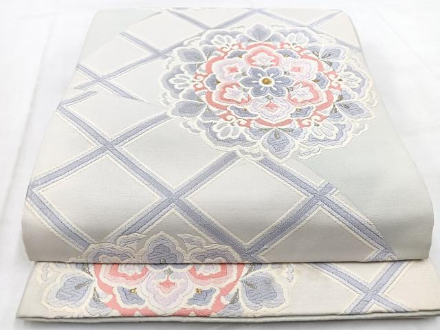 平和屋着物◎六通柄袋帯　唐織　正倉院花文　金銀糸　正絹　逸品　未使用　BAAW8745yc