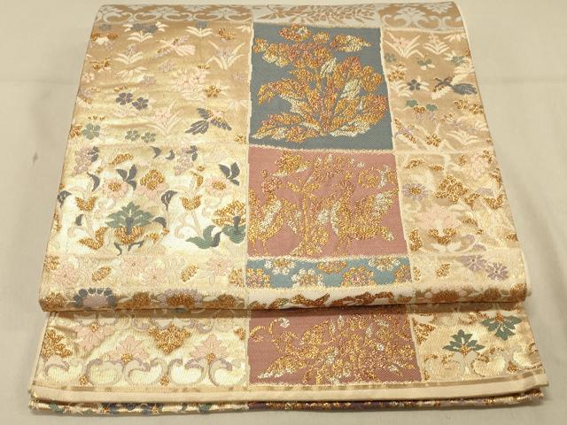 平和屋着物◎六通柄袋帯　唐織　花鳥文　金糸　正絹　逸品　DAAX0645jm