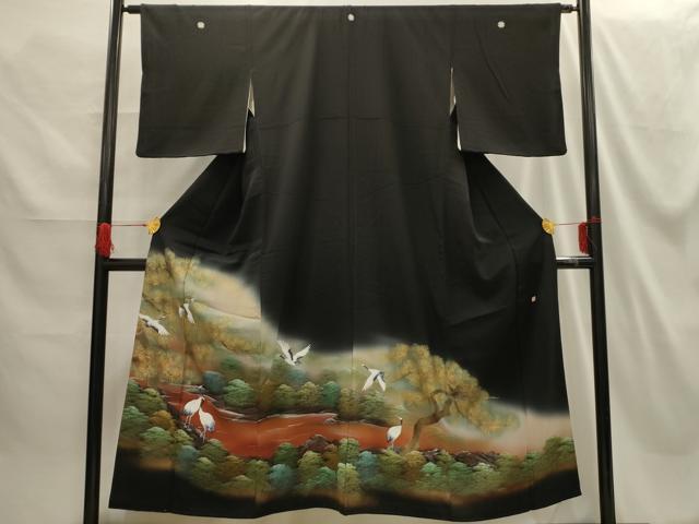 Full-Length Under-Kimono - 平和屋着物■豪華黒留袖　作家物　飛鶴浜松文　暈し染め　金彩　正絹　逸品　AABG8329sx