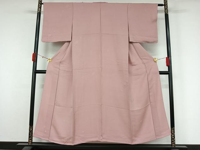 平和屋の平和屋着物▽上質な色無地　単衣　総刺繍　草葉地紋　撫子色　正絹　逸品　AABL0333jh｜アングル2