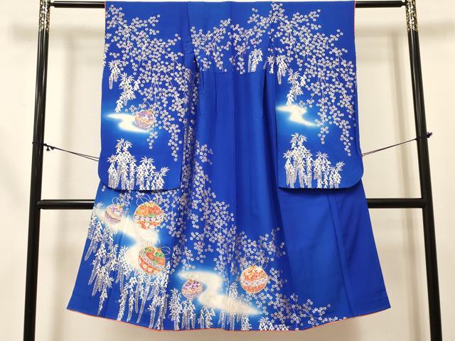 平和屋着物[]七五三　女の子　7歳　祝着　四つ身　長襦袢(無双仕立て)セット　駒刺繍　鈴花文　暈し染め　金銀彩　逸品　DABC5146ma