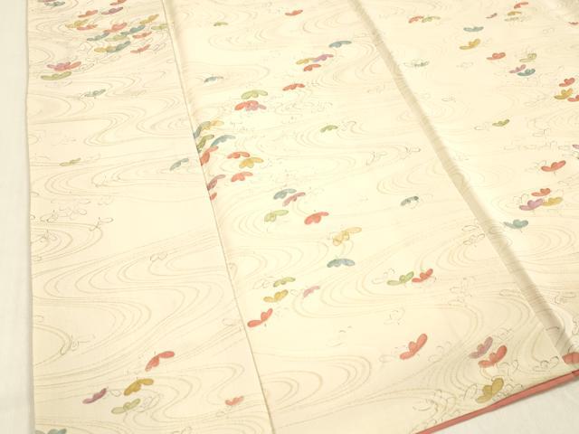 平和屋着物■上質な小紋　流水花文　金彩　正絹　逸品　DABC8160cm