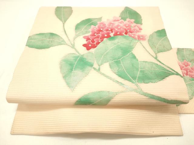 ［ 名古屋帯/絽 ］ポリエステル　白　紫陽花　着物　夏物　薄物　夏帯　盛夏 楽天市場】名古屋帯 紫陽花の通販