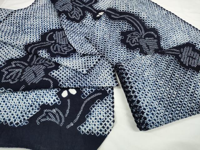 平和屋着物●極上　夏物　浴衣　有松鳴海絞り　反物　着尺　葉繋ぎ　綿　逸品　未使用　DZAA11754kh6