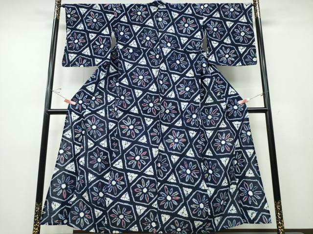 Female Yukatas - 平和屋着物∴夏物　浴衣　有松鳴海絞り　亀甲花文　綿　逸品　CABD2699ng