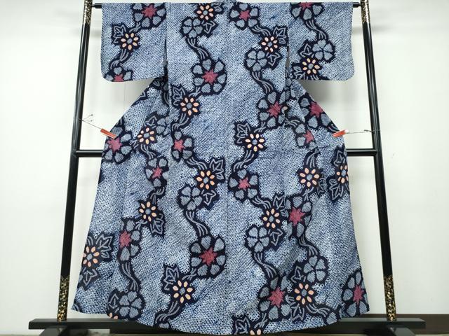 Female Yukatas - 平和屋着物∴夏物　浴衣　有松鳴海絞り　蔦の葉花文　綿　逸品　CABD2707ng