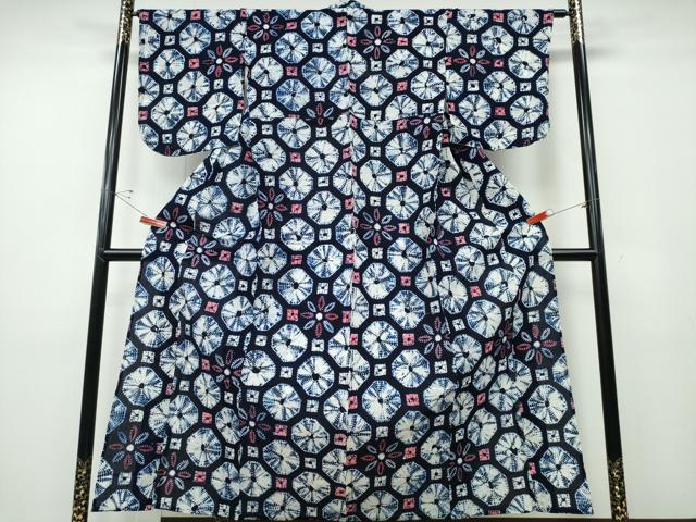 平和屋着物∴夏物　浴衣　有松鳴海絞り　蜀江花文　綿　逸品　CABD2714ng