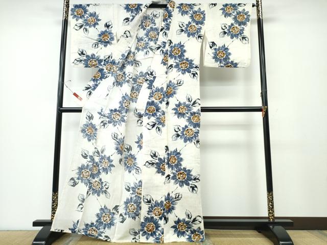 平和屋の平和屋着物∴夏物 浴衣 舞菊文 綿麻 逸品 CABD2731ng｜アングル2