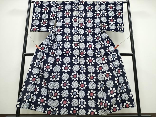平和屋着物∴夏物　浴衣　有松鳴海絞り　天井花文　綿　逸品　CABD2751ng