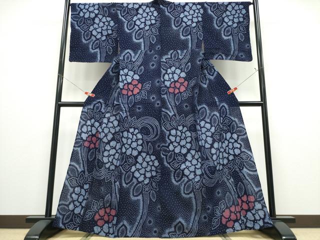 Female Yukatas - 平和屋着物∴夏物　浴衣　有松鳴海絞り　紫陽花　綿　逸品　CABD2760ng