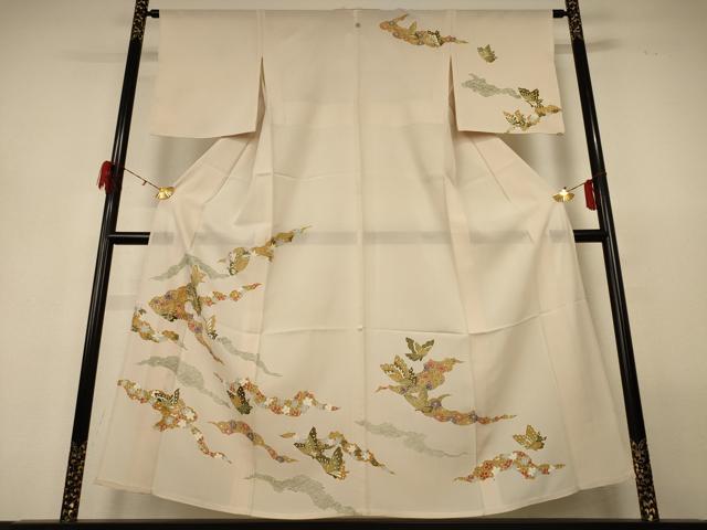 平和屋着物＊夏物　訪問着　絽　吉祥花蝶文　正絹　逸品　AABG9160jd