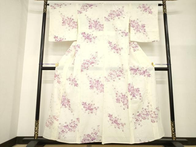 Full-Length Under-Kimono - 平和屋着物＊夏物　小紋　絽　草花文　正絹　逸品　未使用　AABG9648ck