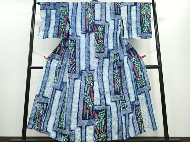 Female Yukatas - 平和屋着物∴夏物　浴衣　有松鳴海絞り　飾花文　綿　逸品　CABD2688ng