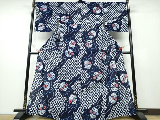 平和屋着物∴夏物　浴衣　有松鳴海絞り　枝花文　綿　逸品　CABD2696ng