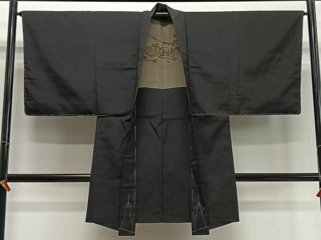 其它 - 平和屋着物∞男性　長羽織　黒紋付　正絹　逸品　未使用　CABD4736ua