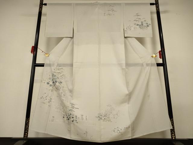 Rakuten - 平和屋着物＊夏物　訪問着　絽　友禅　草花文　銀彩　正絹　逸品　AABG7510jd