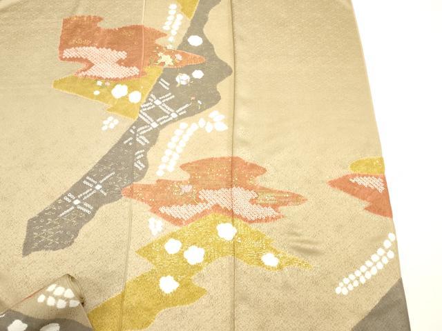 平和屋着物▼付下げ　反物　着尺　刺繍　絞り　吉祥草花文　金彩　逸品　未使用　DABD4789zy