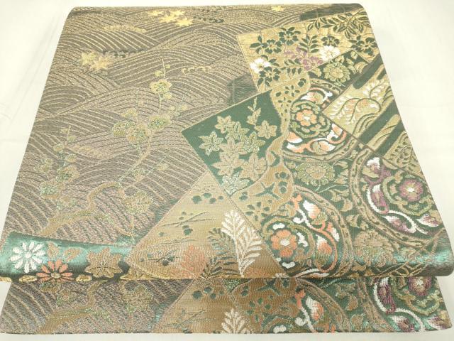 Rakuten - 平和屋着物▼六通柄袋帯　色紙重花文　金糸　正絹　逸品　DABE4113az