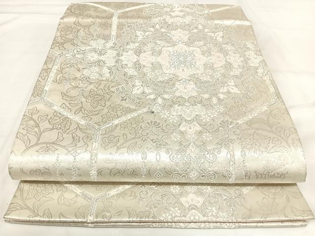 Rakuten - 平和屋着物◎六通柄袋帯　唐織　亀甲花文　銀糸　正絹　逸品　AABH0281yx