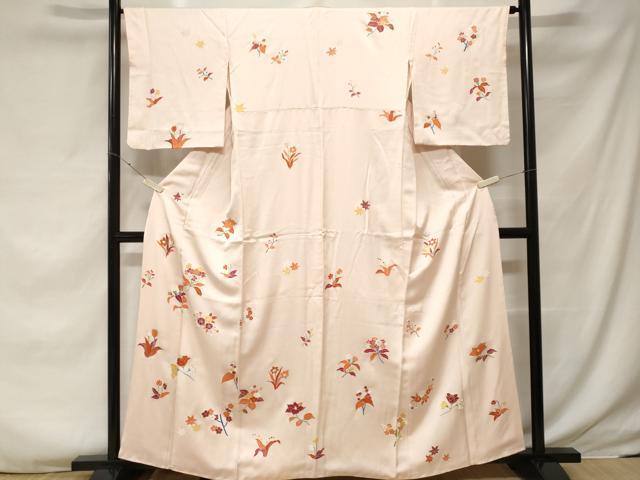 平和屋着物■訪問着　刺繍　枝花文　金彩　正絹　逸品　CABF3751ev