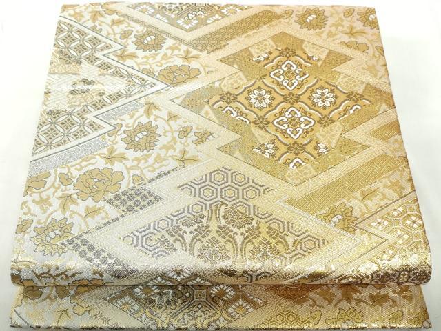 平和屋着物◎佐賀錦　六通柄袋帯　松皮菱花文　金銀糸　正絹　逸品　DABE0719qa