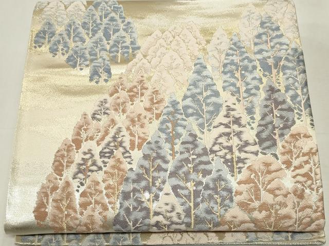 平和屋着物◎六通柄袋帯 唐織 樹林文 金銀糸 正絹 逸品 CABF6670ou
