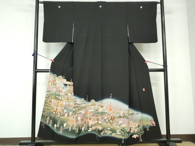 平和屋着物■豪華黒留袖　作家物　駒刺繍　祇園祭　暈し染め　金彩　正絹　逸品　DABE0732qa