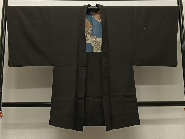 平和屋着物∞男性　羽織　紬地　霞文　正絹　逸品　CABD4776ua