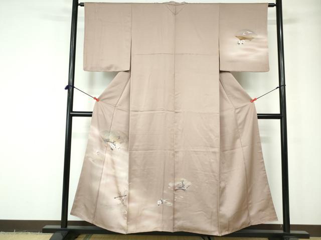 Rakuten - 平和屋着物■訪問着　地紙花鳥文　暈し染め　銀彩　正絹　逸品　DABE0768qa