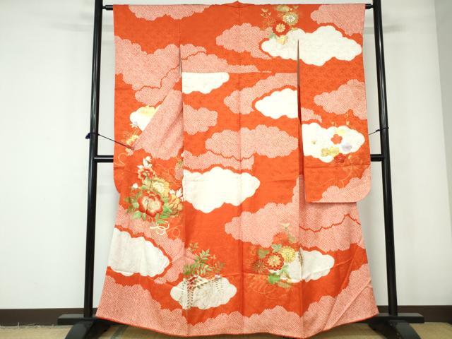 平和屋着物■豪華振袖　駒刺繍　絞り　雲取り枝花文　金銀糸　正絹　逸品　DABE0786qa