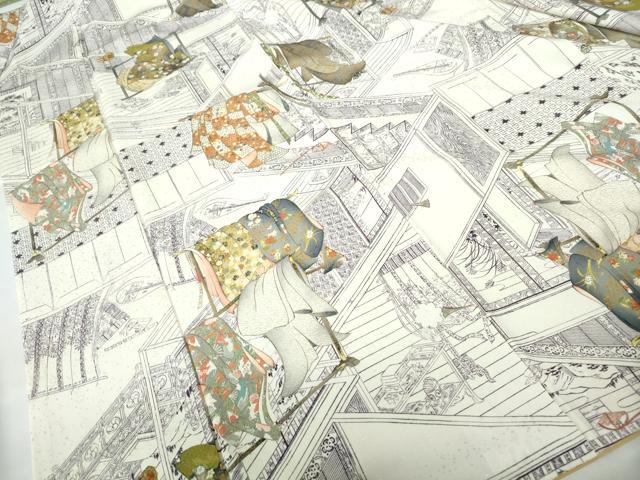 ■■■　サイズ　■■■ 身丈 155cm（肩から） 裄丈 62cm 袖丈 52cm　縫込み 5cm 袖幅 32cm 前幅 25cm 後幅 29cm 着物縫いこみ 内揚げ 0cm 裄 お袖側 約3.5cm　身頃側 約4.5cm ■■■　商品詳細　■■■ 【正絹】 状態は画像を添付しておりますので、そちらをご確認下さいますよう宜しくお願い致します。 大変上質な逸品になります。 お安く出品致しますので、是非この機会にいかがでしょうか？ ■■■　注意事項　■■■ ■モニター発色の具合により色合いが異なる場合がございます。 ■寸法は多少の誤差が生じる場合がございますのでご了承ください。 ■縫込みの長さが左右非対称の場合は短い部分を記載しております。 左右非対称であってもご返品・お値引き等の保証は出来かねますので、ご了承の上ご購入をお願い致します。 ■シミ等のチェックには注意を払っておりますが、見落としがある場合もございますし、個人の見解も様々ですので神経質な方のご購入はお控えください。 ■箪笥に入っておりました着物や帯なので畳みシワや匂いがあるものもございます。 ■お休みは基本的に土日祝となりますが、その他臨時でお休みする場合がございますのでご了承ください。 ■商品の発送は平日のみの発送となります。 ■夜間と土曜、日曜日はお問い合わせの回答が遅れる場合がございます。 ■当店では、お直し、紋入れ、お手入れ等は承っておりません。 ■生地の状態（ヤケ、経年劣化等）によってはサイズ直しが出来ない場合がございます。 その点もどうかご了承のうえ、ご購入をお願いいたします。 ■弊社で取り扱う商品は一点ものにつき、時期や在庫状況に応じて金額が変更となる場合がございます。 ■検針は行っておりません。予めご了承いただきますようお願いいたします。 ■【洗える着物】と記載のある商品におきましては、商品お届け後に洗濯を行ってしまってからのご返品にはご対応しかねます。 念の為、専門店でのお手入れをお願いいたします。 ■着物のサイズ目安は下記を参考ください↓ ＜女性着物＞　お端折り次第で＋5cm　−1cmが着用可能サイズ 　例）身丈170cmの場合、身長160cm〜175cm ＜男性着物＞　身丈＋約25cm〜27cm程が適応身長 　例）身丈155cmの場合、身長180〜182cm