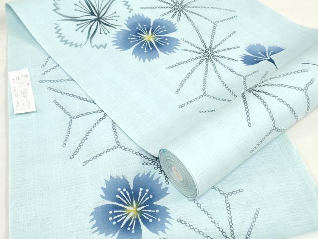 ■■■　サイズ　■■■ 長さ　　着尺分あり 幅　　　約39cm ■■■　商品詳細　■■■ 【綿・未使用】 状態は特に目立ったシミ汚れなどもなく大変良い状態です。 大変上質な逸品になります。 お安く出品致しますので、是非この機会にいかがでしょうか？ ■■■　注意事項　■■■ ■モニター発色の具合により色合いが異なる場合がございます。 ■寸法は多少の誤差が生じる場合がございますのでご了承ください。 ■縫込みの長さが左右非対称の場合は短い部分を記載しております。 左右非対称であってもご返品・お値引き等の保証は出来かねますので、ご了承の上ご購入をお願い致します。 ■シミ等のチェックには注意を払っておりますが、見落としがある場合もございますし、個人の見解も様々ですので神経質な方のご購入はお控えください。 ■箪笥に入っておりました着物や帯なので畳みシワや匂いがあるものもございます。 ■お休みは基本的に土日祝となりますが、その他臨時でお休みする場合がございますのでご了承ください。 ■商品の発送は平日のみの発送となります。 ■夜間と土曜、日曜日はお問い合わせの回答が遅れる場合がございます。 ■当店では、お直し、紋入れ、お手入れ等は承っておりません。 ■生地の状態（ヤケ、経年劣化等）によってはサイズ直しが出来ない場合がございます。 その点もどうかご了承のうえ、ご購入をお願いいたします。 ■弊社で取り扱う商品は一点ものにつき、時期や在庫状況に応じて金額が変更となる場合がございます。 ■検針は行っておりません。予めご了承いただきますようお願いいたします。 ■【洗える着物】と記載のある商品におきましては、商品お届け後に洗濯を行ってしまってからのご返品にはご対応しかねます。 念の為、専門店でのお手入れをお願いいたします。 ■写真に写っている物が全てになります。それ以外の付属品はございませんのでご了承ください。 ■状態に関する写真につきましては、掲載可能な写真枚数に限りがあるため、各箇所につき1枚参考画像を掲載しております。 ■着物のサイズ目安は下記を参考ください↓ ＜女性着物＞　お端折り次第で＋5cm　−1cmが着用可能サイズ 　例）身丈170cmの場合、身長160cm〜175cm ＜男性着物＞　身丈＋約25cm〜27cm程が適応身長 　例）身丈155cmの場合、身長180〜182cm