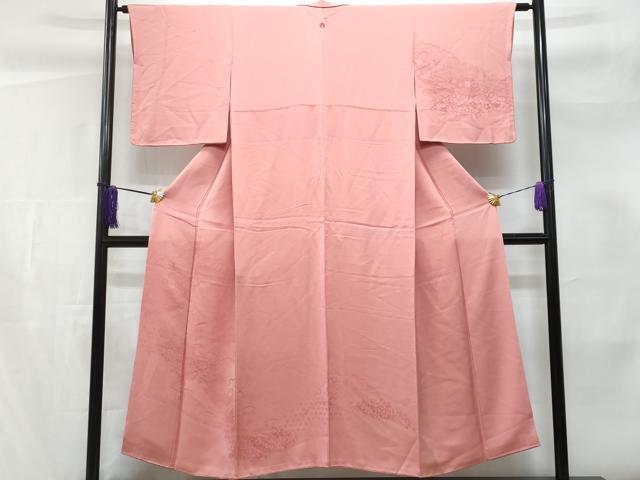 平和屋着物■無地絵羽訪問着 扇面花文 桃色 正絹 逸品 CABF0815fb