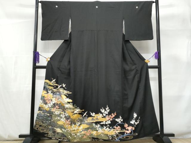 Rakuten - 平和屋着物■豪華黒留袖　飛鶴風景花文　金銀彩　正絹　逸品　CABF0829fb