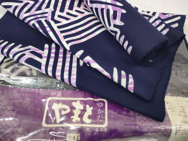 平和屋着物＊夏物　浴衣　反物　着尺　抽象文様　やまと誂製　綿　逸品　未使用　DABD7018zzz
