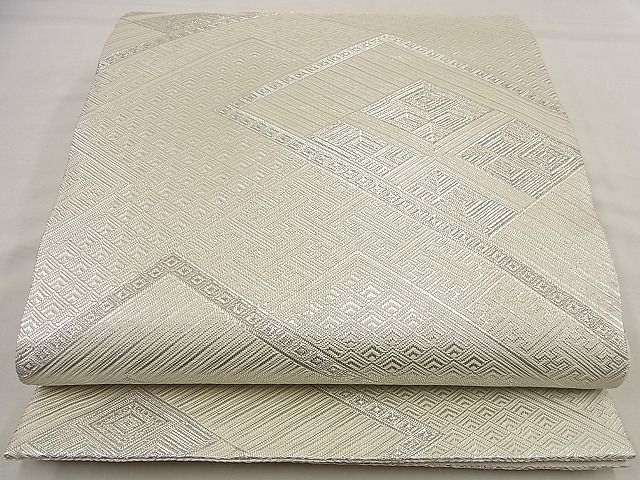 平和屋着物■六通柄袋帯　菱吉祥文　銀糸　逸品　n-wu0315