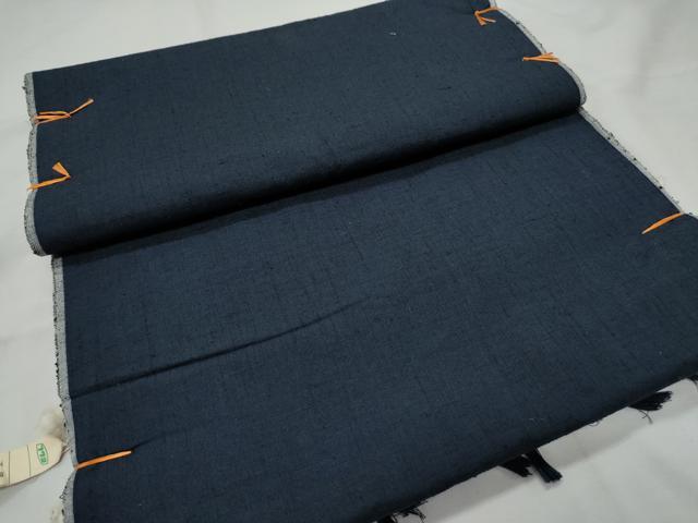 平和屋着物▼男性　西陣　紬　アンサンブル　反物　濃藍色　着尺+羽尺　逸品　未使用　CAAV9881th