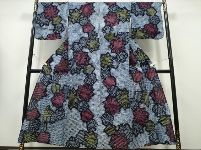 平和屋着物∴夏物　浴衣　有松鳴海絞り　舞花文　綿　逸品　CABA0410ng