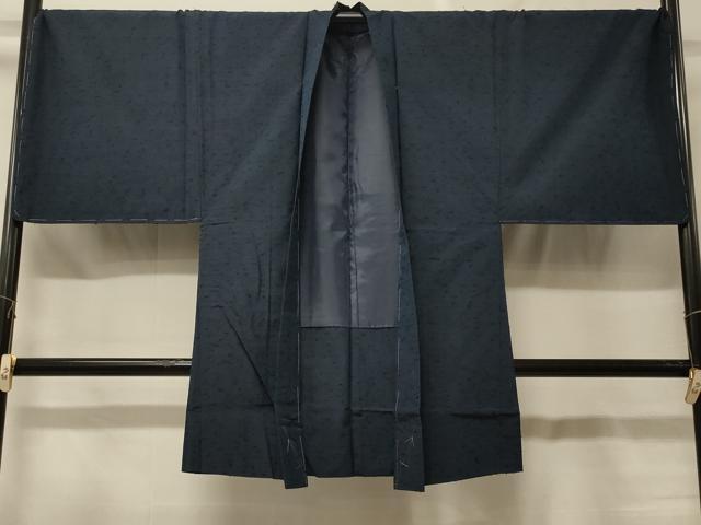 Full-Length Under-Kimono - 平和屋着物＃男性　長羽織　色無地　ひげ紬　青褐色　正絹　逸品　未使用　CABF8961in
