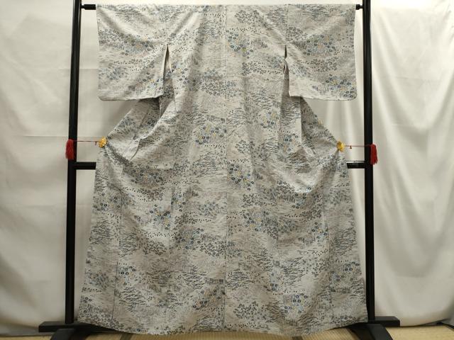 平和屋着物■上質な小紋 松竹梅風景文 反端付き 正絹 逸品 AABH5947sx