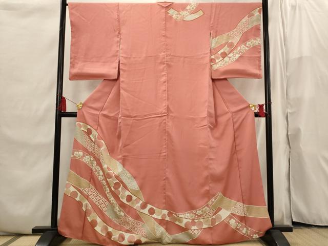 Rakuten - 平和屋着物■訪問着 駒刺繍 熨斗花文 金彩 正絹 逸品 AABI6497st