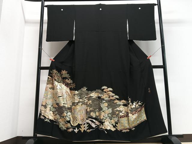 乐天商城 - 平和屋着物■豪華黒留袖　寿峰　風景文　正絹　逸品　CABE7405xe