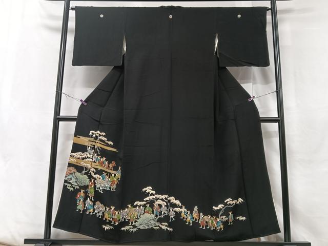 Full-Length Under-Kimono - 平和屋着物■豪華黒留袖　大名行列　金彩　正絹　逸品　CABE7434xe