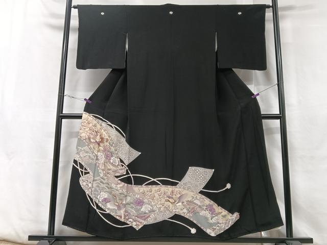 乐天商城 - 平和屋着物■豪華黒留袖　駒刺繍　絵巻花鳥文　金彩　正絹　逸品　CABE7437xe