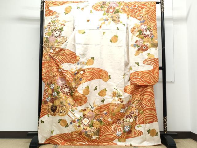 平和屋着物■豪華振袖駒刺繍御所車花...